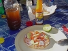 A Mundo creation: shrimp, octopus and cucumber tostada with a touch of mayo.... excellent
