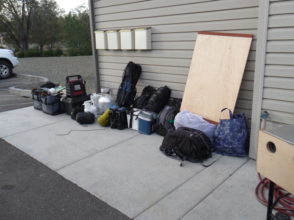 This is the majority of our stuff staged outside of the Cruiser... quite a bit no?