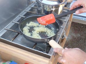 Sauteing onions and garlic