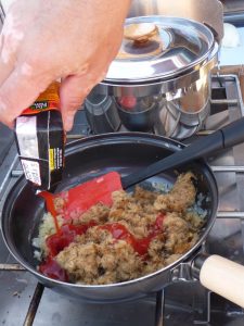 Add pureed tomatoes with plenty of juice