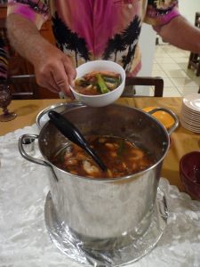 Sandra's Yellow tail and shrimp bouillabaise. Sandra is quite the cook!