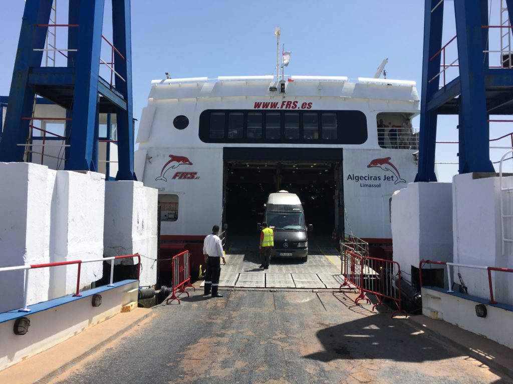 Boarding the ferry to Tangier.